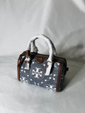Tory Burch T Monogram Denim Petit Barrel Bag