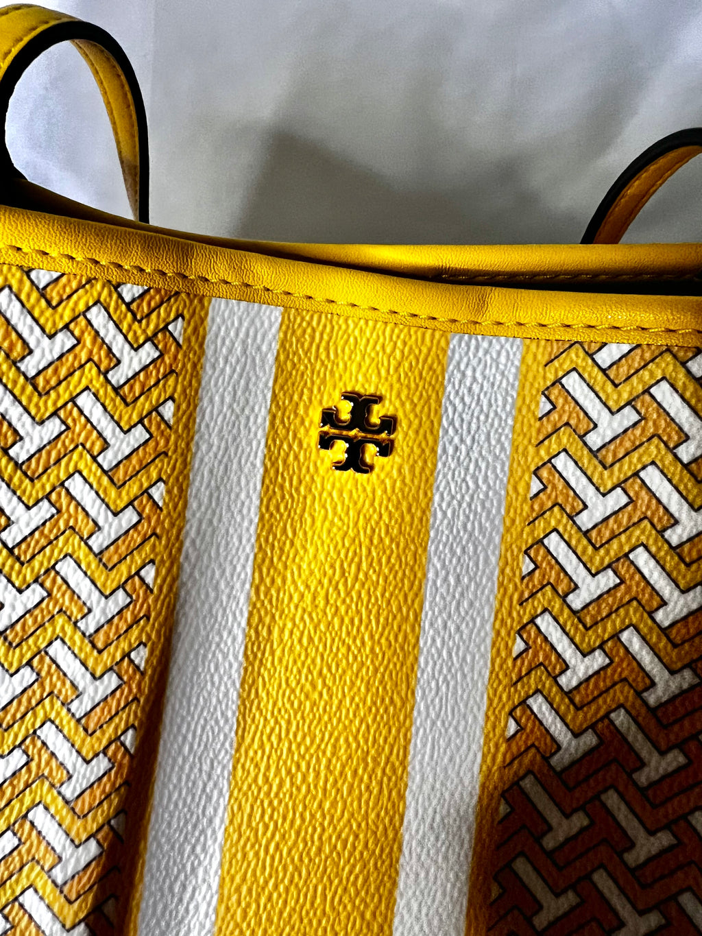 Tory Burch Yellow T Tile Link Tote