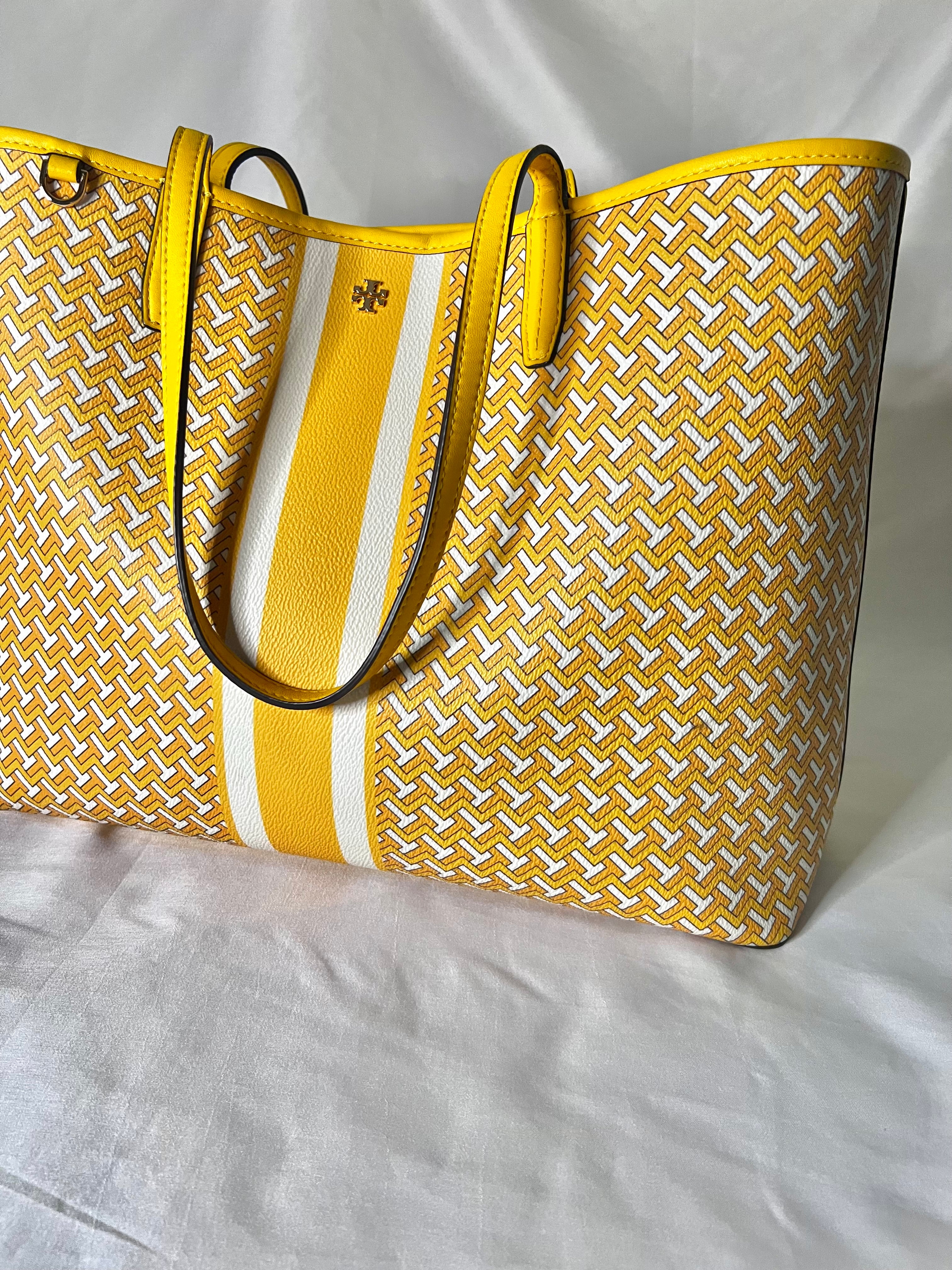 Tory Burch Yellow T Tile Link Tote