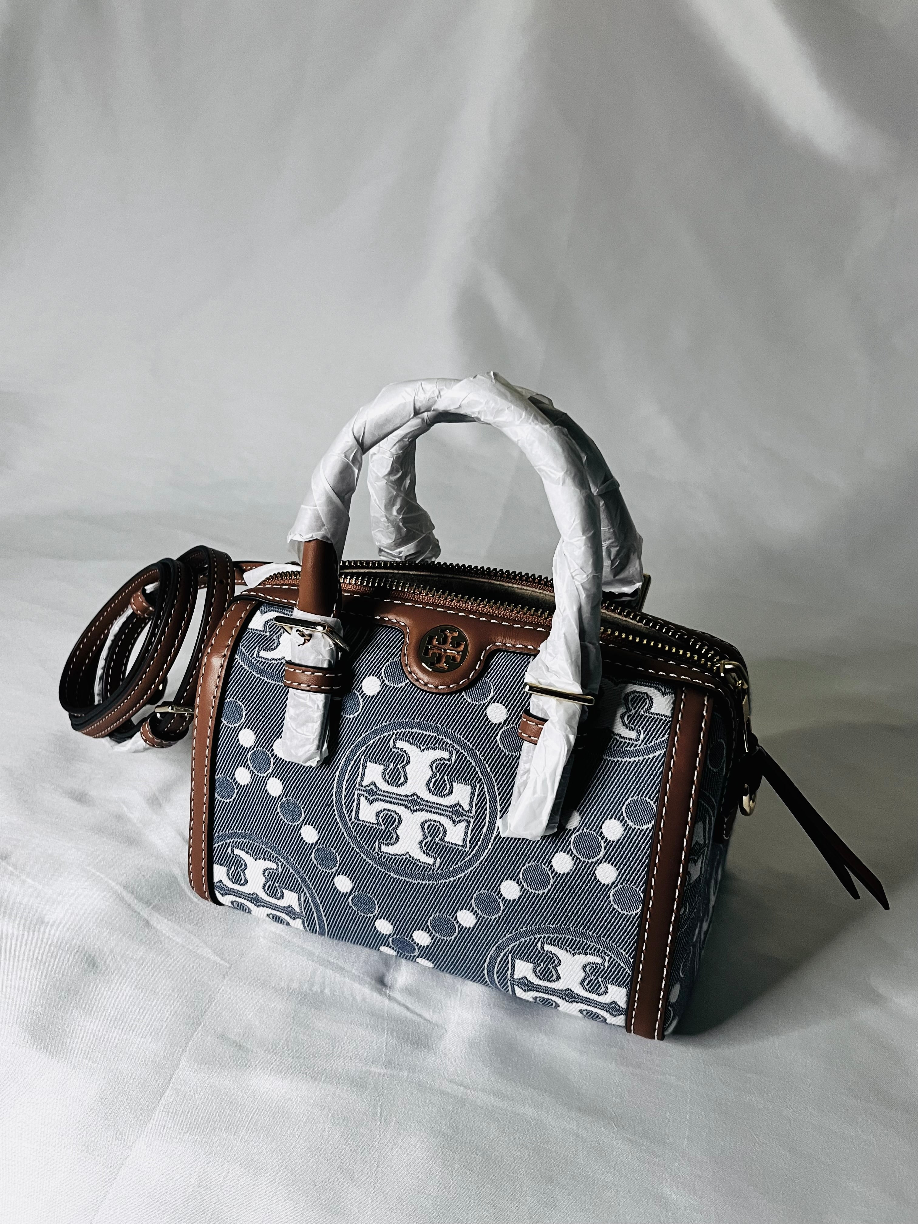Tory Burch T Monogram Denim Petit Barrel Bag