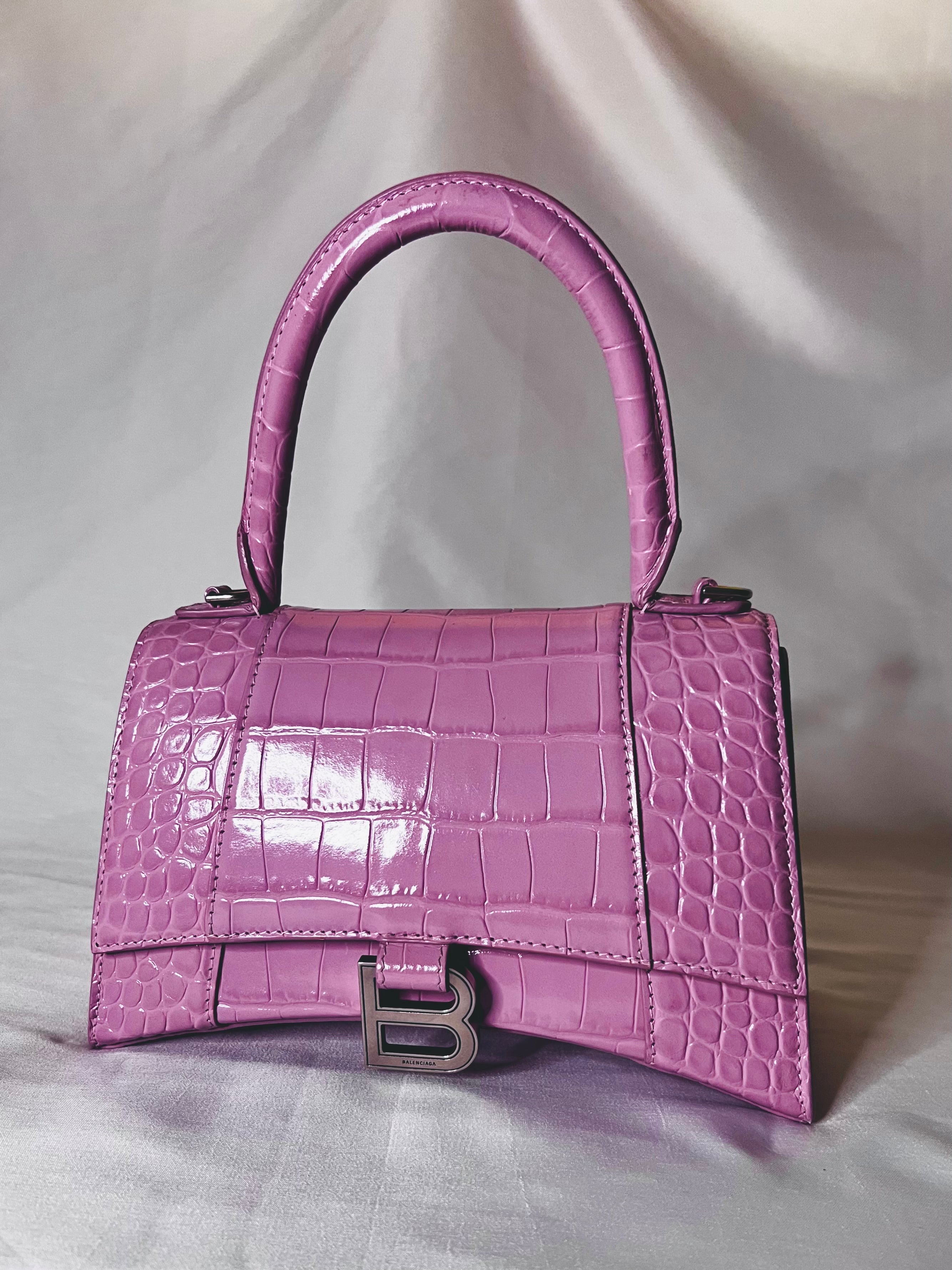 Pink Croc Balenciaga Hourglass Bag