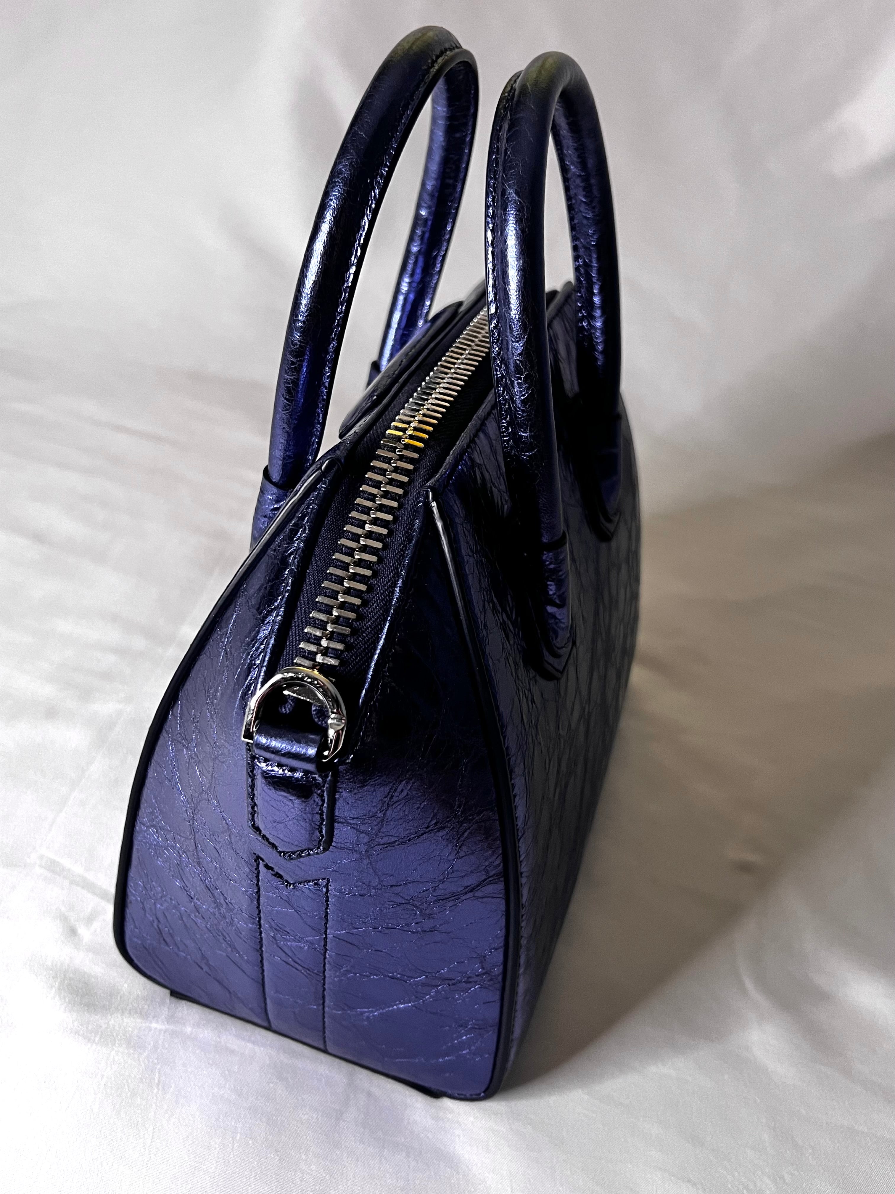 Crinkled Metallic Givenchy Antigona Mini Top Handle Bag