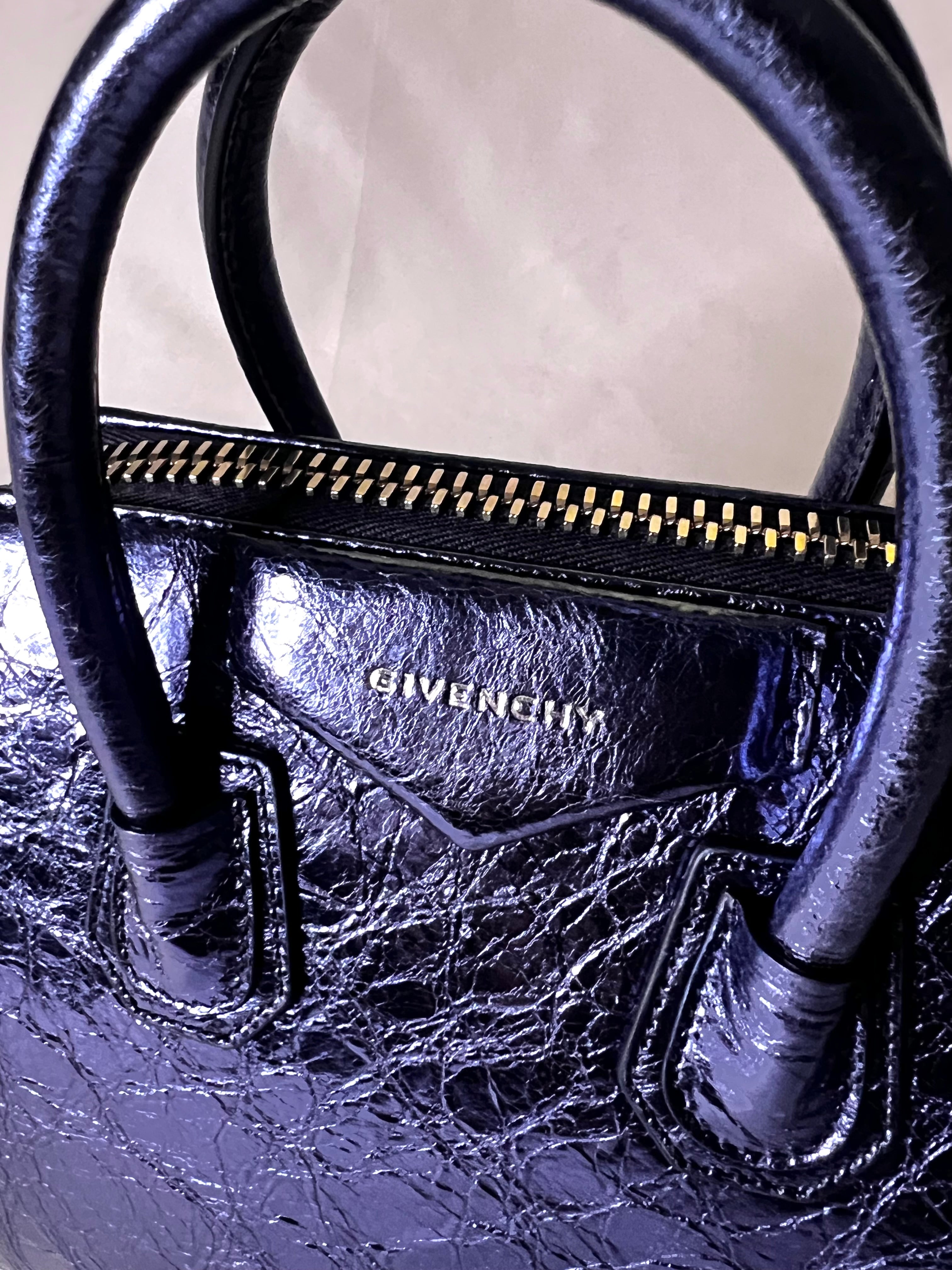 Crinkled Metallic Givenchy Antigona Mini Top Handle Bag