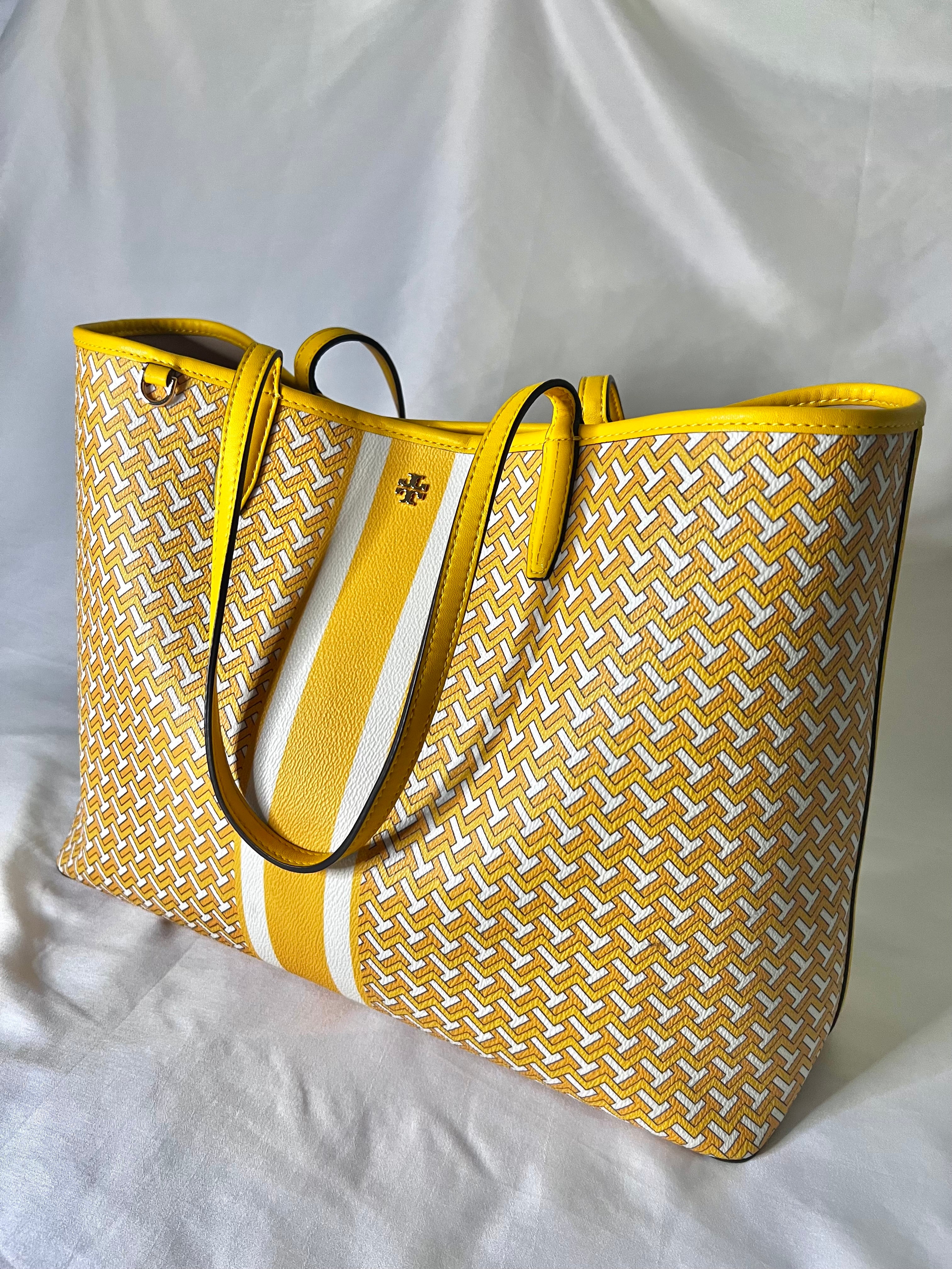 Tory Burch Yellow T Tile Link Tote