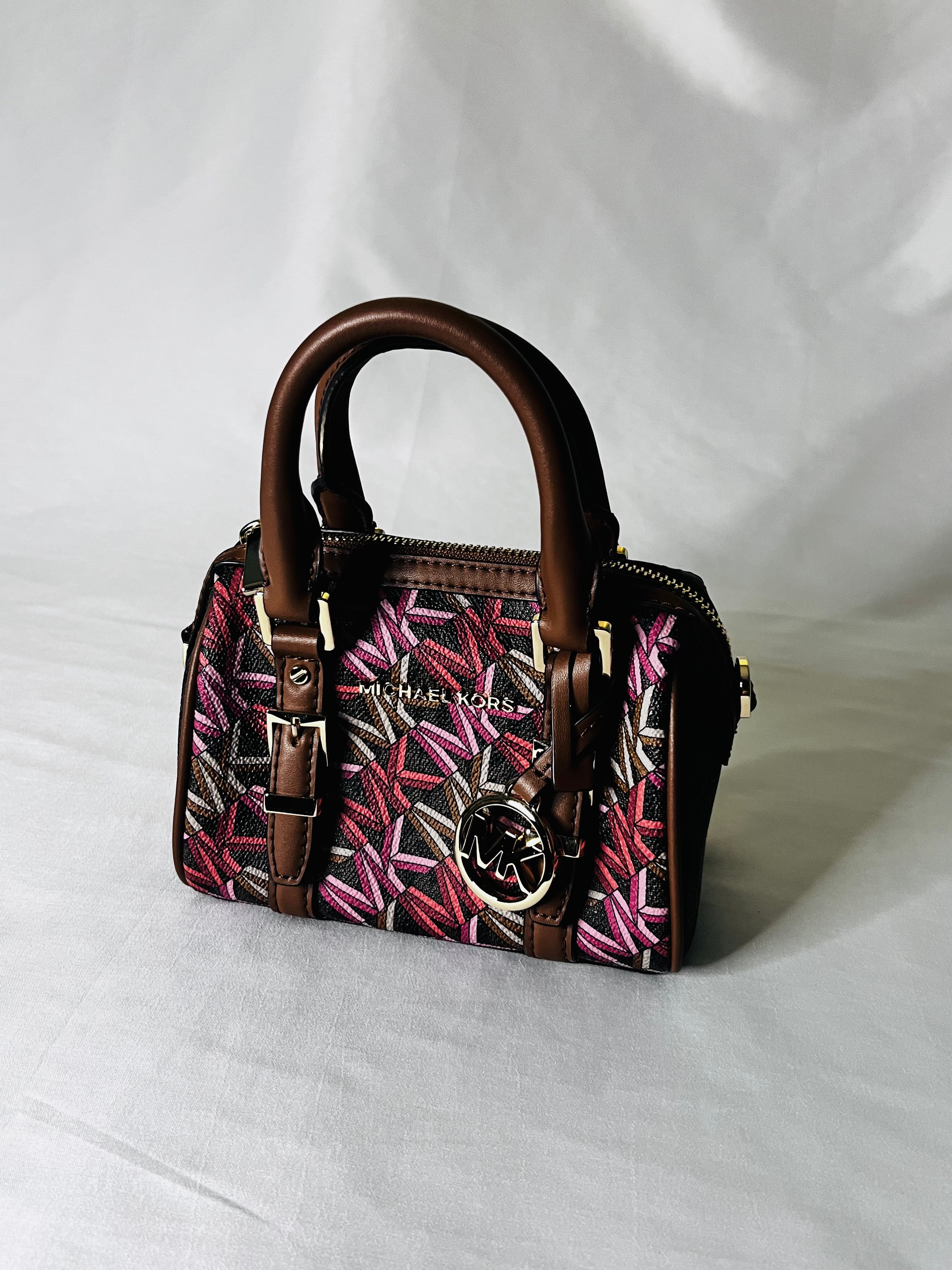 Brown and Red Michael Kors Bedford Legacy Extra Small Crossbody Bag