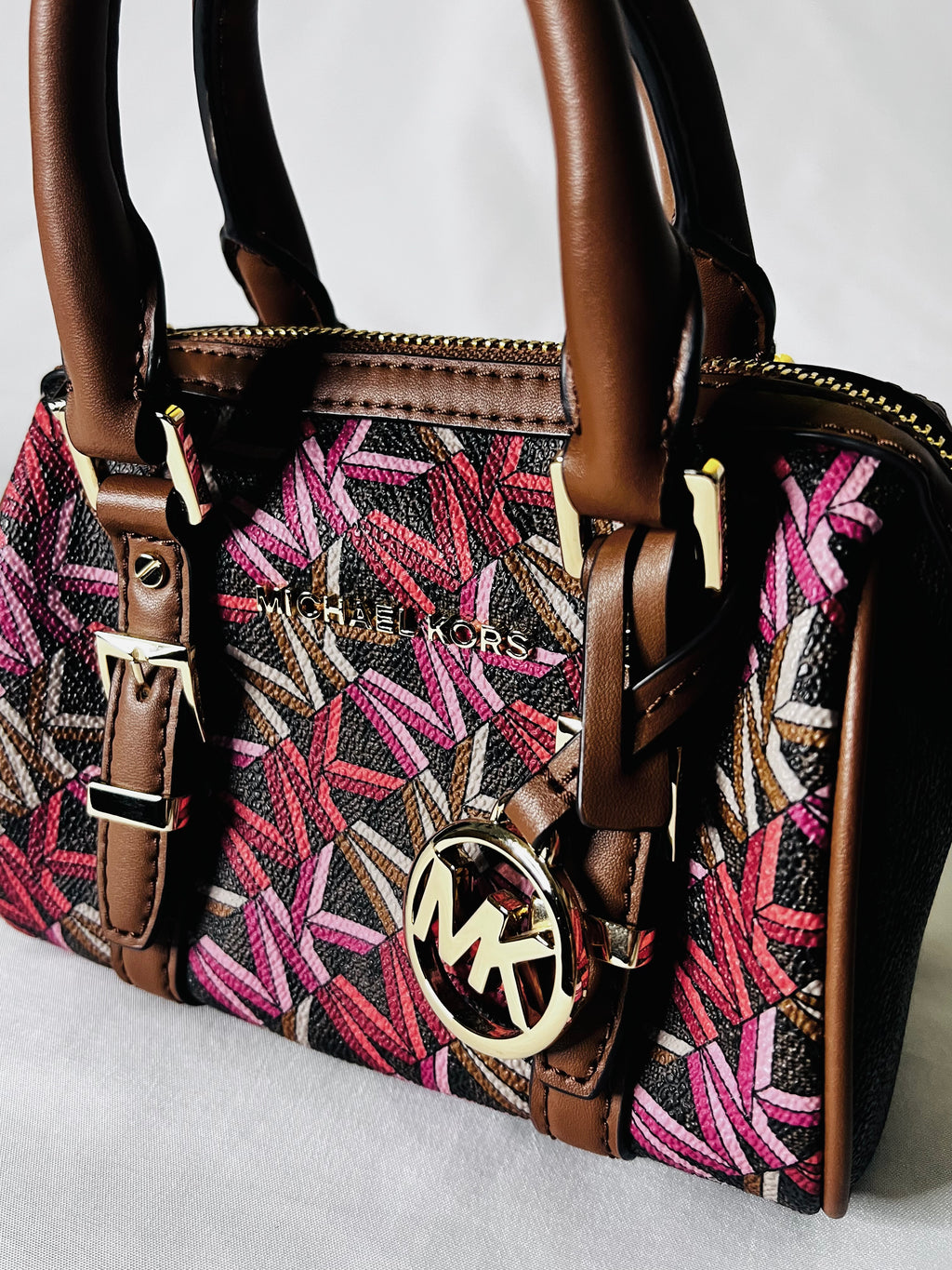 Brown and Red Michael Kors Bedford Legacy Extra Small Crossbody Bag